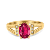 Oval Art Deco Wedding Engagement Ring Simulated Cubic Zirconia 925 Sterling Silver