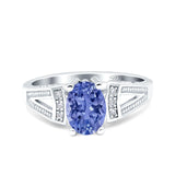 Oval Art Deco Wedding Engagement Ring Simulated Cubic Zirconia 925 Sterling Silver