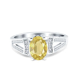 Oval Art Deco Wedding Engagement Ring Simulated Cubic Zirconia 925 Sterling Silver