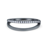 Half Eternity Ring Wedding Engagement Band Round Simulated Cubic Zirconia 925 Sterling Silver (6mm)