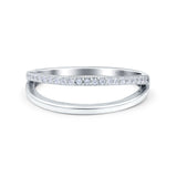 Half Eternity Ring Wedding Engagement Band Round Simulated Cubic Zirconia 925 Sterling Silver (6mm)
