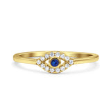 Eye Evil Wedding Engagement Ring Round Simulated Blue Sapphire Cubic Zirconia 925 Sterling Silver