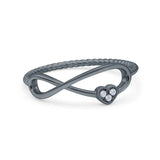 Infinity & Heart Ring Wedding Engagement Band Round Simulated Cubic Zirconia 925 Sterling Silver (7mm)