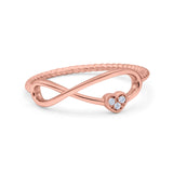 Infinity & Heart Ring Wedding Engagement Band Round Simulated Cubic Zirconia 925 Sterling Silver (7mm)