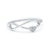 Infinity & Heart Ring Wedding Engagement Band Round Simulated Cubic Zirconia 925 Sterling Silver (7mm)