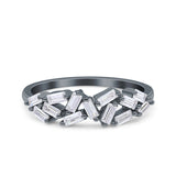 Half Eternity Ring Wedding Engagement Band Baguette Simulated Cubic Zirconia 925 Sterling Silver (6mm)