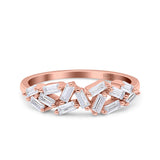 Half Eternity Ring Wedding Engagement Band Baguette Simulated Cubic Zirconia 925 Sterling Silver (6mm)