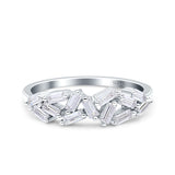 Half Eternity Ring Wedding Engagement Band Baguette Simulated Cubic Zirconia 925 Sterling Silver (6mm)