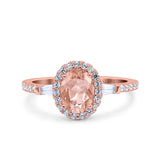 Halo Oval Art Deco Wedding Engagement Ring Simulated Cubic Zirconia 925 Sterling Silver