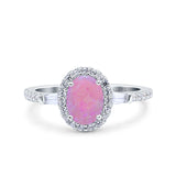 Halo Oval Art Deco Wedding Engagement Ring Simulated Cubic Zirconia 925 Sterling Silver