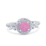 Halo Art Deco Wedding Engagement Bridal Ring Round Simulated Cubic Zirconia 925 Sterling Silver