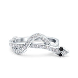 Half Eternity Snake Ring Band Simulated Cubic Zirconia 925 Sterling Silver (9mm)