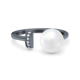 Round Pearl Simulated Cubic Zirconia 925 Sterling Silver