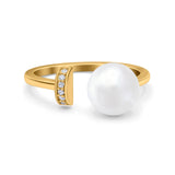 Round Pearl Simulated Cubic Zirconia 925 Sterling Silver