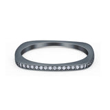 Half Eternity Ring Wedding Engagement Band Round Simulated Cubic Zirconia 925 Sterling Silver (1.7mm)