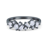 Half Eternity Cluster Ring Wedding Engagement Band Baguette Simulated CZ 925 Sterling Silver (6mm)