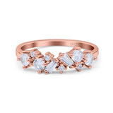 Half Eternity Cluster Ring Wedding Engagement Band Baguette Simulated CZ 925 Sterling Silver (6mm)