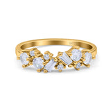 Half Eternity Cluster Ring Wedding Engagement Band Baguette Simulated CZ 925 Sterling Silver (6mm)