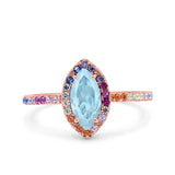 Marquise Art Deco MultiColor Wedding Bridal Ring Simulated Cubic Zirconia 925 Sterling Silver