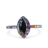 Marquise Art Deco MultiColor Wedding Bridal Ring Simulated Cubic Zirconia 925 Sterling Silver