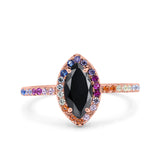 Marquise Art Deco MultiColor Wedding Bridal Ring Simulated Cubic Zirconia 925 Sterling Silver