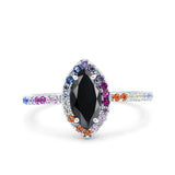 Marquise Art Deco MultiColor Wedding Bridal Ring Simulated Cubic Zirconia 925 Sterling Silver