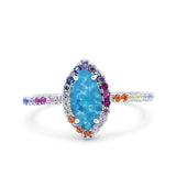 Marquise Art Deco MultiColor Wedding Bridal Ring Simulated Cubic Zirconia 925 Sterling Silver