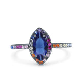 Marquise Art Deco MultiColor Wedding Bridal Ring Simulated Cubic Zirconia 925 Sterling Silver