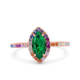 Marquise Art Deco MultiColor Wedding Bridal Ring Simulated Cubic Zirconia 925 Sterling Silver