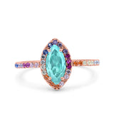 Marquise Art Deco MultiColor Wedding Bridal Ring Simulated Cubic Zirconia 925 Sterling Silver
