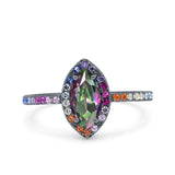 Marquise Art Deco MultiColor Wedding Bridal Ring Simulated Cubic Zirconia 925 Sterling Silver