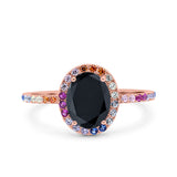 Oval Art Deco Multiple Color Wedding Bridal Ring Simulated Cubic Zirconia 925 Sterling Silver