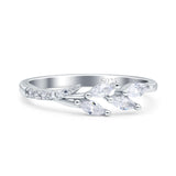 Half Eternity Ring Wedding Engagement Marquise Simulated Cubic Zirconia 925 Sterling Silver