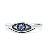 Eye Evil Star Thumb Ring Fashion Oxidized Simulated Blue Sapphire Solid 925 Sterling Silver