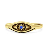 Eye Evil Star Thumb Ring Fashion Oxidized Simulated Blue Sapphire Solid 925 Sterling Silver