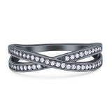 Crisscross Wedding Eternity Ring Cubic Zirconia 925 Sterling Silver