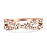 Crisscross Wedding Eternity Ring Cubic Zirconia 925 Sterling Silver