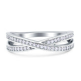 Crisscross Wedding Eternity Ring Cubic Zirconia 925 Sterling Silver