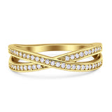 Crisscross Wedding Eternity Ring Cubic Zirconia 925 Sterling Silver