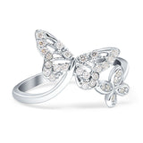 Butterfly Ring Cubic Zirconia 925 Sterling Silver