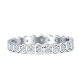 Full Eternity Hexagonal Stacking Band Cubic Zirconia 925 Sterling Silver