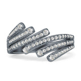 Bypass Stackable Statement Ring Cubic Zirconia 925 Sterling Silver