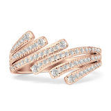 Bypass Stackable Statement Ring Cubic Zirconia 925 Sterling Silver