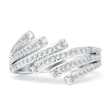 Bypass Stackable Statement Ring Cubic Zirconia 925 Sterling Silver