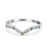 Marquise Curved Half Eternity Stackable Band Ring Simulated CZ 925 Sterling Silver