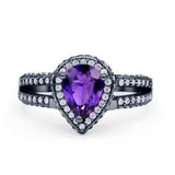 Vintage Style Pear Halo Engagement Ring Cubic Zirconia 925 Sterling Silver