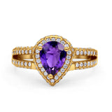 Vintage Style Pear Halo Engagement Ring Cubic Zirconia 925 Sterling Silver