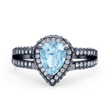 Vintage Style Pear Halo Engagement Ring Cubic Zirconia 925 Sterling Silver