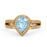 Vintage Style Pear Halo Engagement Ring Cubic Zirconia 925 Sterling Silver