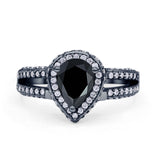 Vintage Style Pear Halo Engagement Ring Cubic Zirconia 925 Sterling Silver